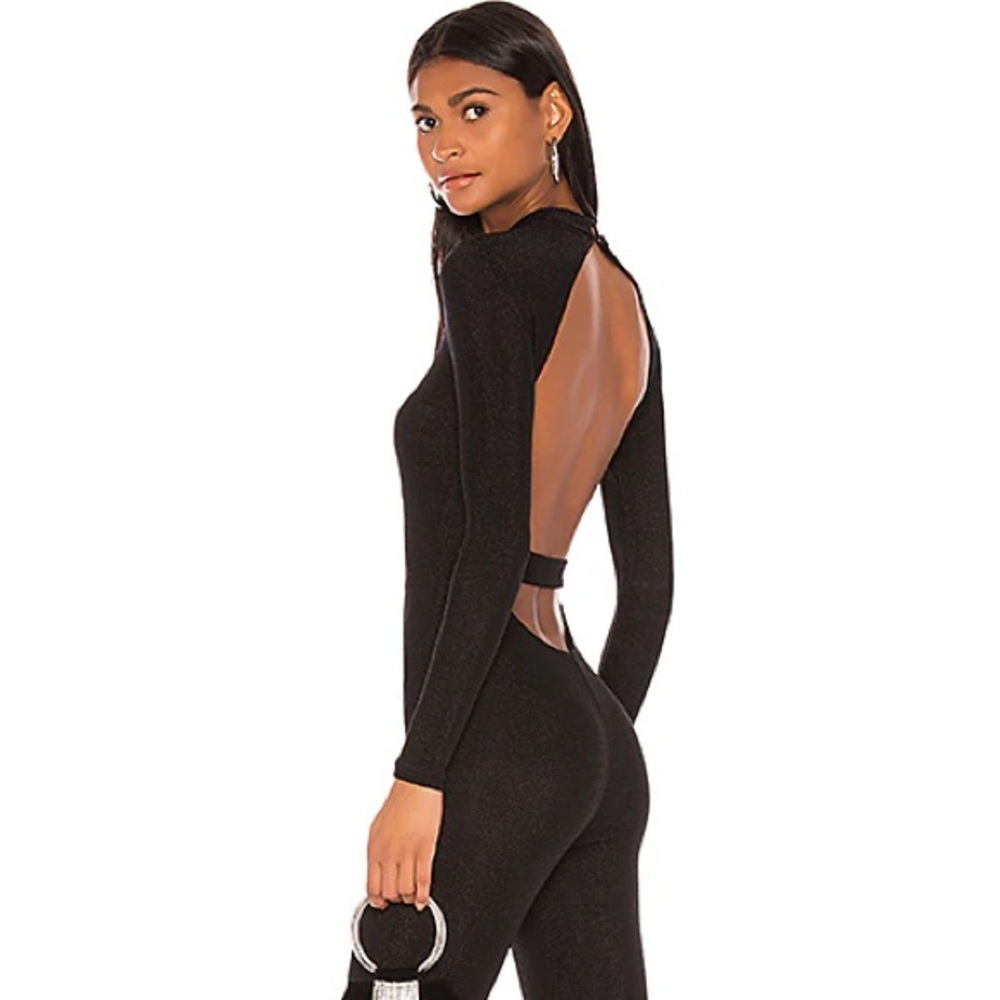 Superdown Nissa Black Open Back Long Sleeve Jumpsuit Women's Size Small S